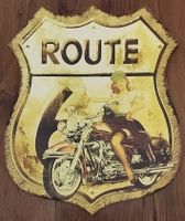 Blechschild Déco Route 66 Pin-Up Moto Vintage Garage