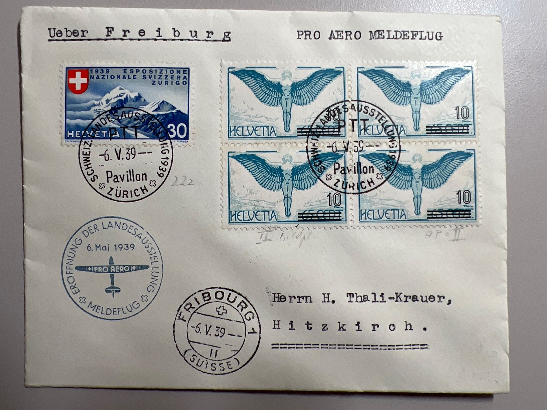 Tutti i francobolli: Landi Meldeflug ET 6.5.1939 – Usato da Buchrain venduto da wmm