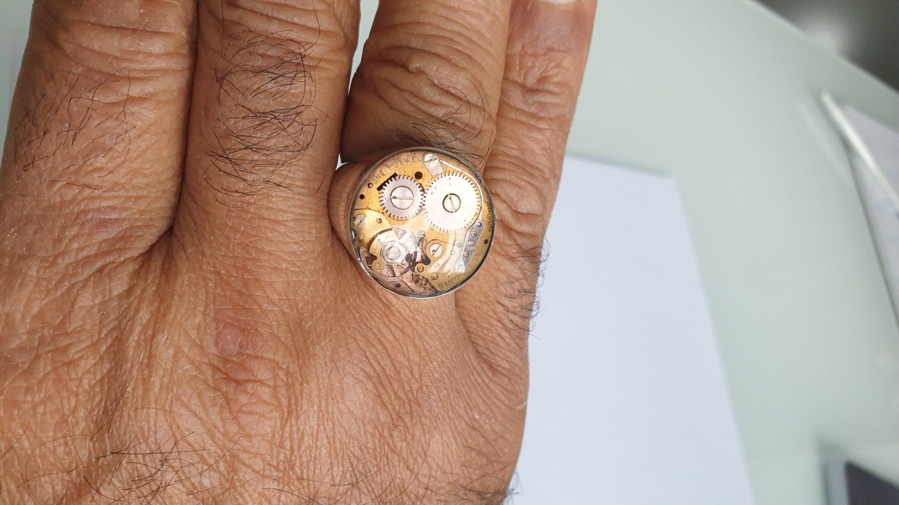 Anelli: Silberring mit mechanischen Uhrwerk hand made – Usato da Wettingen venduto da Hc41 2