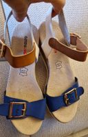 Sandalen Supermauro Echtleder, blau weiss, Gr. 38, neu