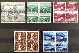1954  Pro Patria Serie im 4er-Block mit Zentrum Gestempelt