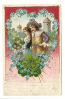 Liebespaar - Behüt Dich Gott ! Herz  Kleeblatt - Präge-Litho