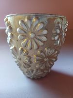 neu: Teelicht Glas mit Blumenmuster, Zartrosé-gold, Deko