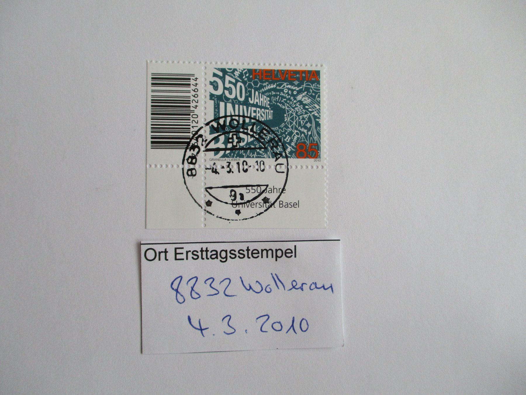 Tutti i francobolli: Voll Ort Ersttagsstempel 8832 Wollerau – Usato da Langnau b. Reiden venduto da Aktuell88