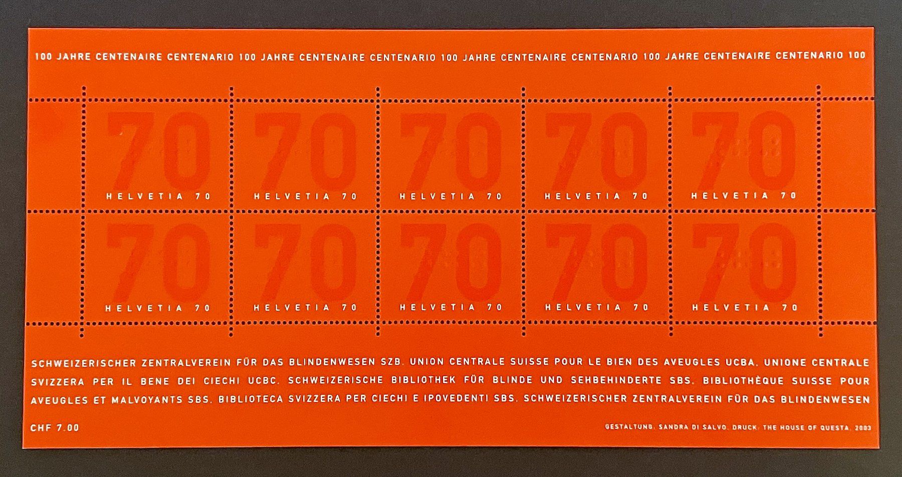 Tutti i francobolli: KB BLINDENWESEN 2003** – Nuovo (secondo la descrizione) da Oberwil BL venduto da SALOB
