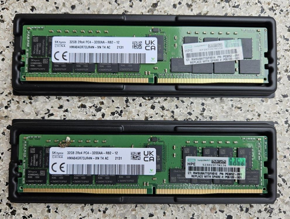 2xSK hynix 32GB 2Rx4 PC4-3200AA-R DDR4 Registered Server-RAM | Kaufen ...
