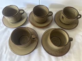 Rössler-Tassen & Unterteller 5er Set braun Keramik „SAHARA“