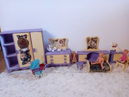 Vintage o. Antik Puppenstube Handmade 3 Puppen Kinderwagen