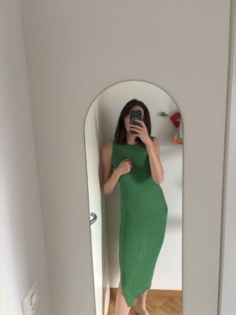 C&A Green Ribbed Midi Dress, size S - Perfect for Summer Day