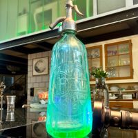 ANTIKE SIPHONFLASCHE KRISTALL URANGLAS FRANKREICH ANFANG 20J