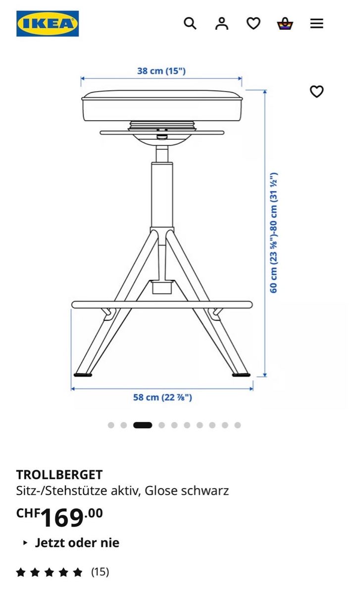 Ikea Sedie: Sitz-/Stehstuhl Trollberget – Nuovo (secondo la descrizione) da Füllinsdorf venduto da marcoscarkeller 4