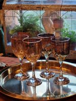 4 Vintage Murano Weingläser Golddekor