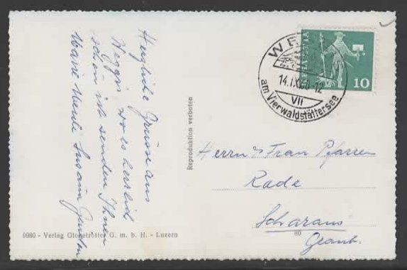 Cartes postales: WEGGIS  14.IX.1960  (D – D'occasion à Ruggell par Masescha 1
