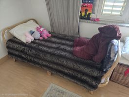 Kinderbett mit Lattenrost Meïdo, Rattan