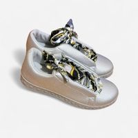 Silver Sneakers with Scarf Laces
