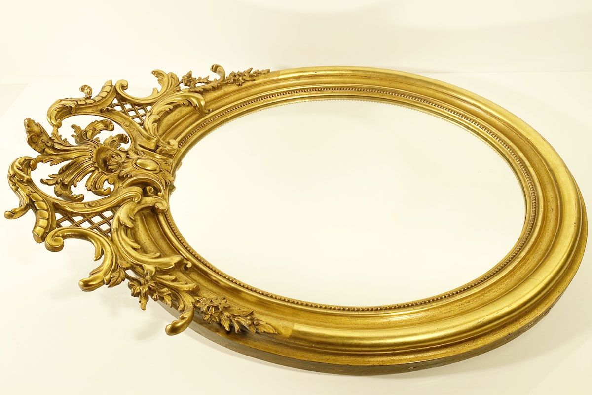 Spiegel: Alter Prunk Spiegel oval Goldrahmen – Gebraucht aus Ballwil von ClassicGallery 2