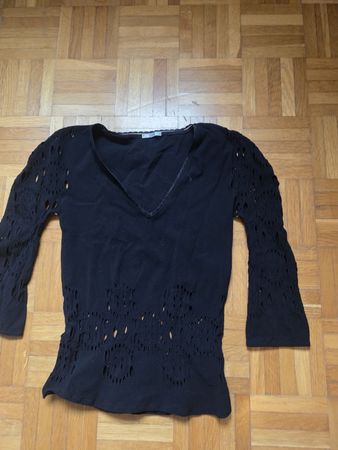 Wolford Langarmshirt schwarz mit Lochmuster Grösse S