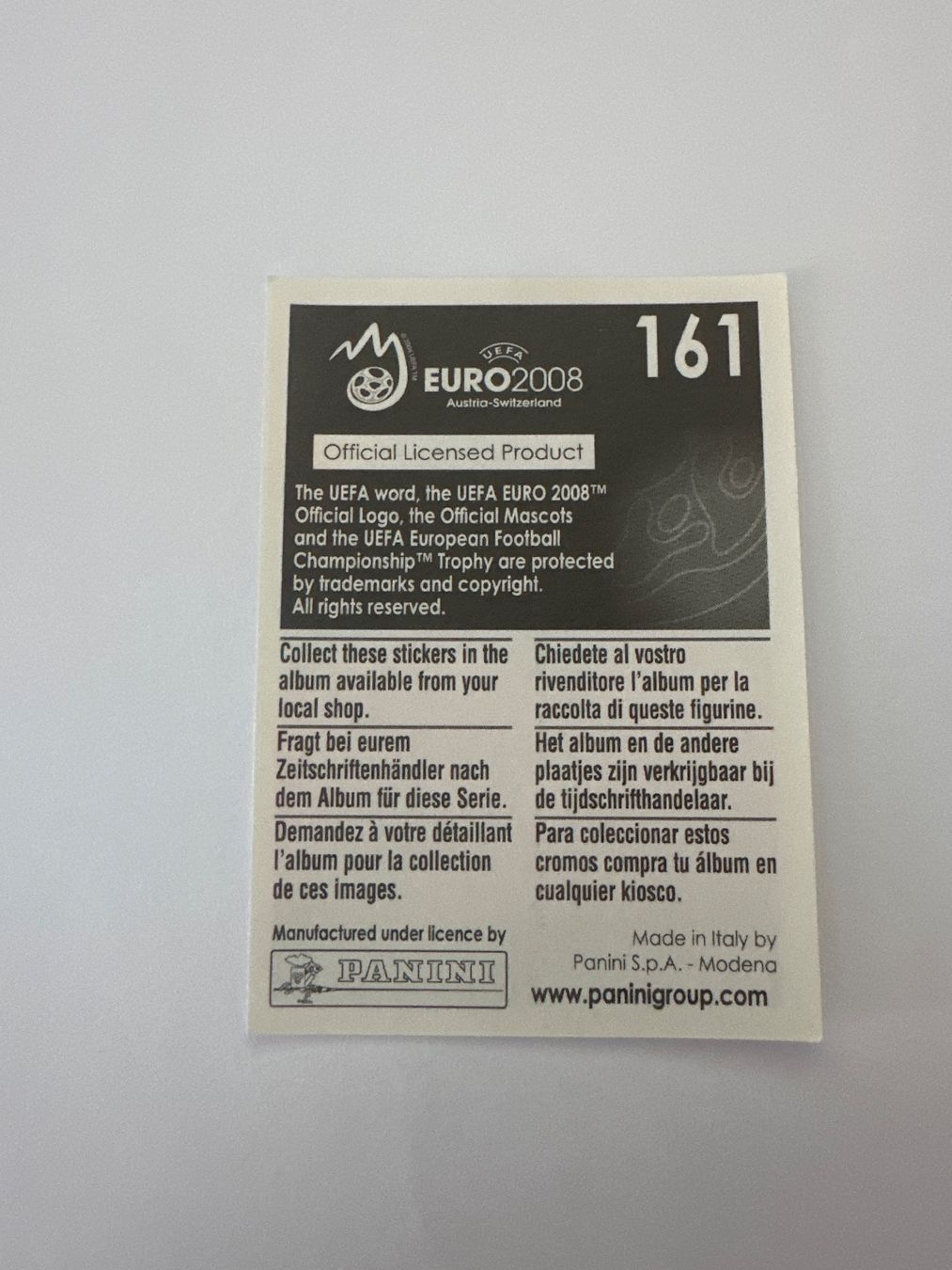 Panini Carte collezionabili: Panini UEFA EM 2008 Sticker - Nr. 161 – Usato da Sulz AG venduto da DealWerk 1