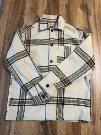 H&M Herren Overshirt kariert – Grösse S – Beige/Schwarz