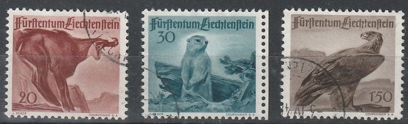 Alle Briefmarken: FL 213-215 Jagserie II Kat. 35.- – Gebraucht aus Fislisbach von Zigzag12