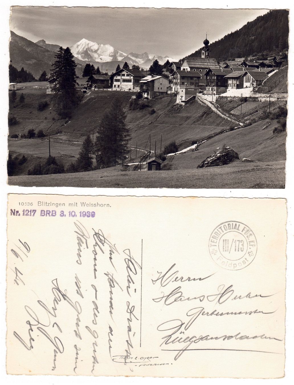 Cartes postales: Blitzingen mit Weisshorn – D'occasion à La Tour-de-Peilz par amjust