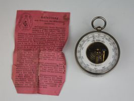 Altes Barometer Mechanik sichtbar Kompass Lederetui