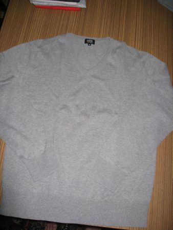 Herren - Pullover m. V-Ausschnitt Baumwolle hellgrau Gr. M