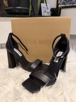 Steve Madden Airy Leder-Sandalen – Schwarz – Gr. 37 – Neu