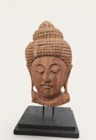 Tete de Boudha esculptee en bois de tec