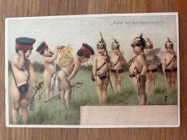 AK „Amor auf dem Exercierplatz“, 1902