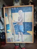 Ölgemälde Amrein 2017 Portrait Künstler im Atelier signie...