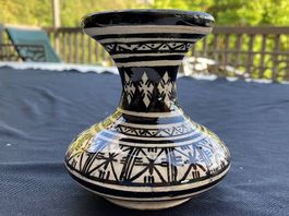 Vase Maroccain SAFI en terre cuite, noir et blanc