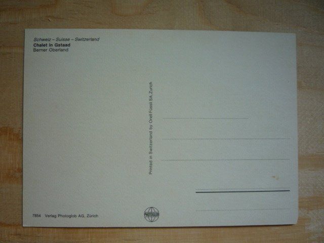 Cartoline postali: Chalet in Gstaad, 7854 – Usato da Rieden SG venduto da Brockehuesli 1