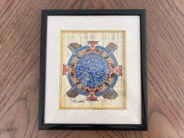 Quadro Papiro Egiziano "Zodiaco di Dendera" 30x26 cm