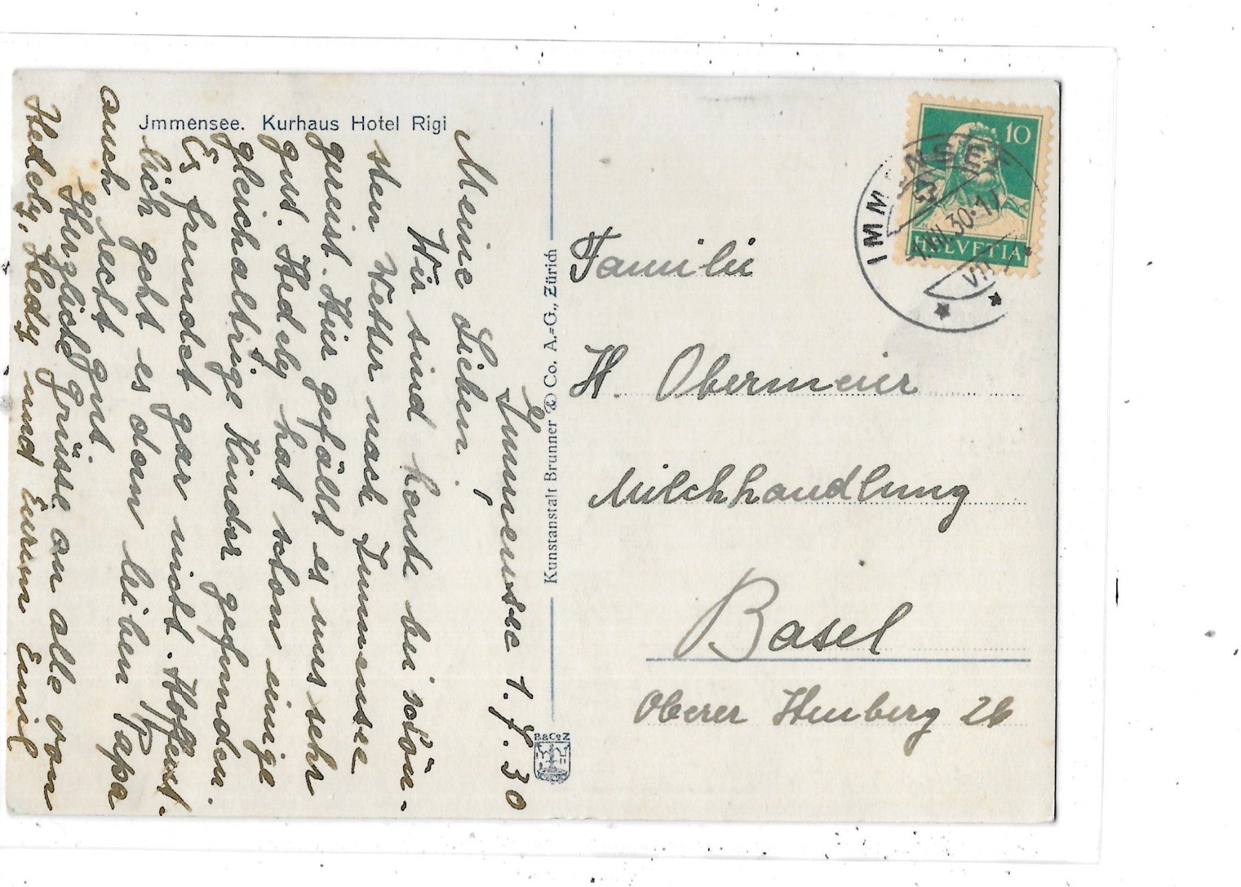 Cartoline postali: SZ Immensee 1930 mit Hotel Rigi – Usato da Schocherswil venduto da Wilare 1