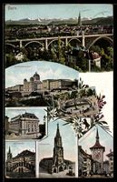 AK Bern, Bundespalast, Rathaus, Ortsansicht mit Viadukt