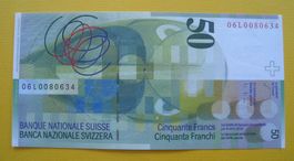50 Fr.-Note 2006, 06 L / 0080634, bankfrisch / Sophie Täuber