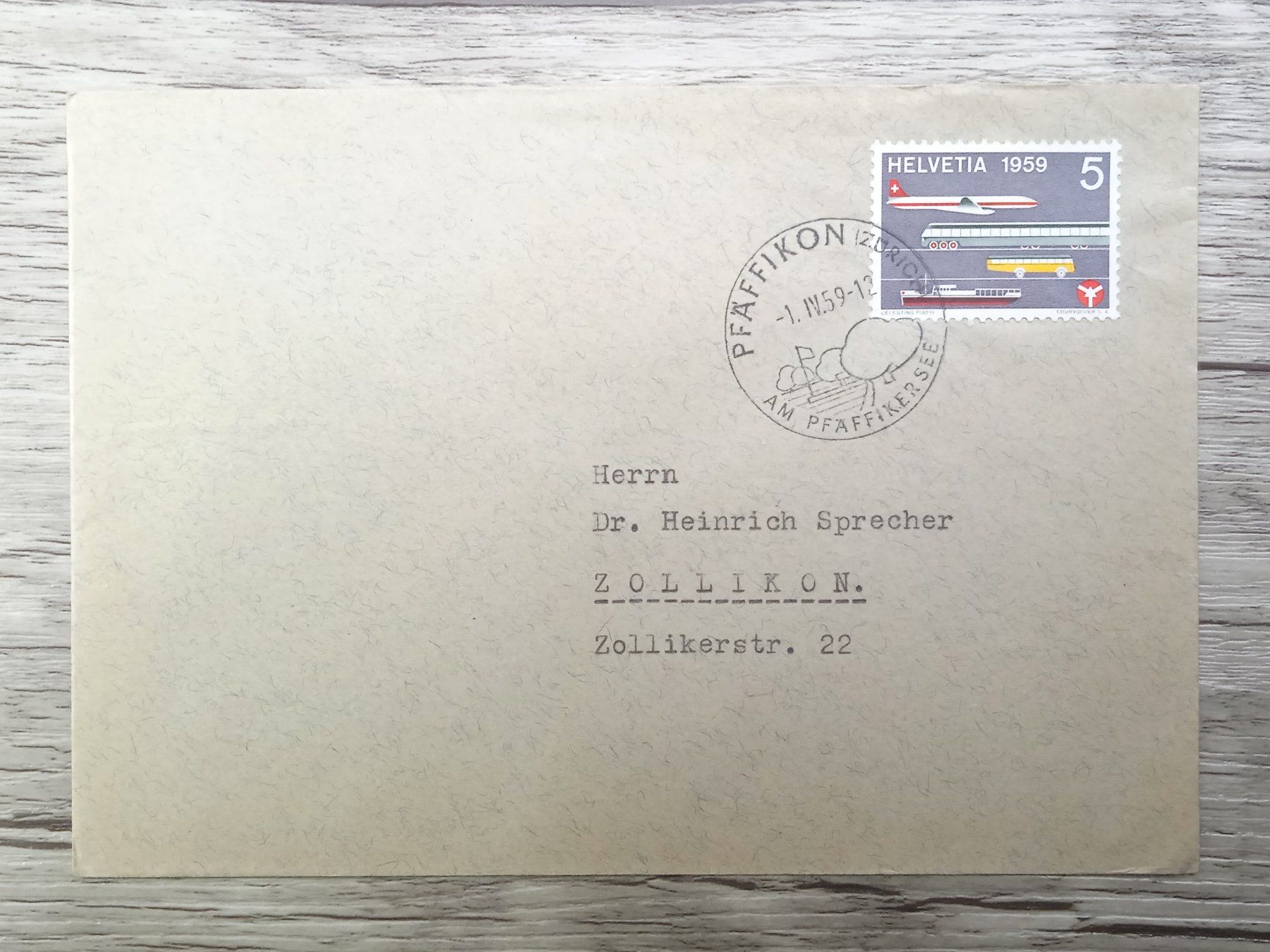 Tutti i francobolli: TR52 Enveloppe + Timbre Suisse 1959 – Usato da Cousset venduto da Patrick_Collections