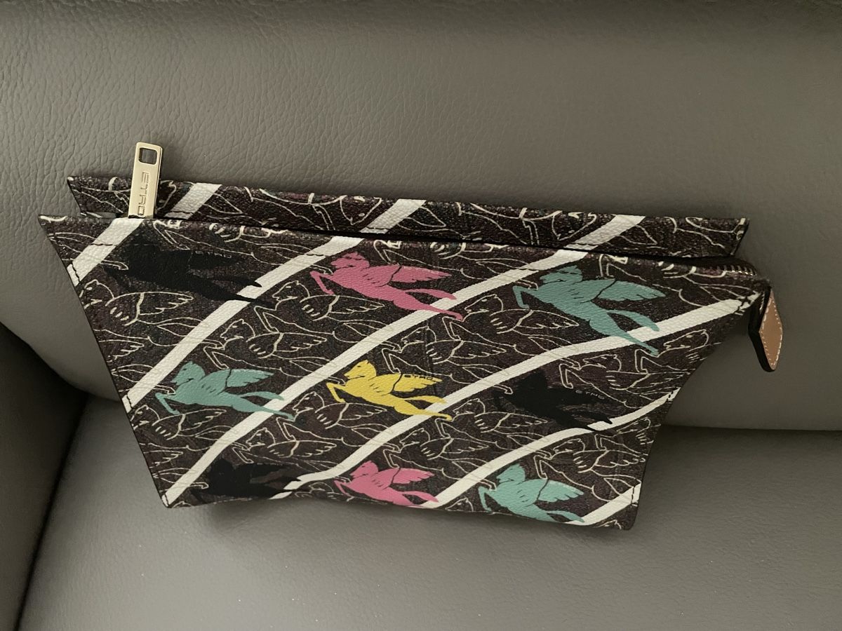 Borse: Etro Pouch brown Pegasus print zip closure. New – Nuovo e nell'imballaggio originale da Dietikon venduto da val_7c5x