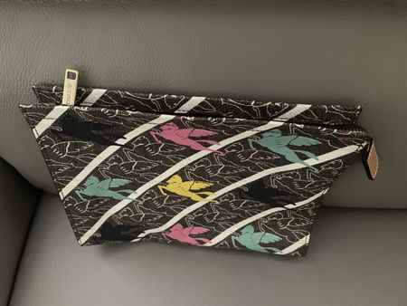 Etro Pouch brown Pegasus print zip closure. New