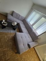 Ecksofa grau Mikrofaser mit Bettfunktion und Stauraum