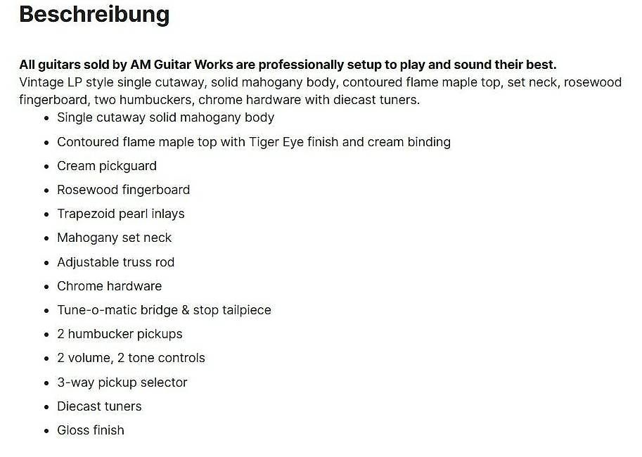 Musikinstrumente: E-Gitarre Jay Turser Tiger-Eye LP – Gebraucht aus Altdorf UR von Muckduck 3
