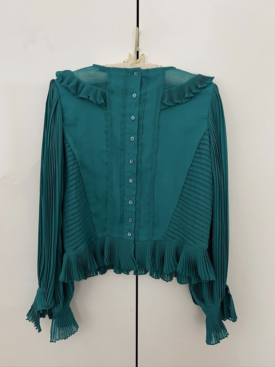 Blusen: LIKE SANDRO Elegant Green Blouse, Size S – Neu (gemäss Beschreibung) aus Zürich von SandroMaje 1