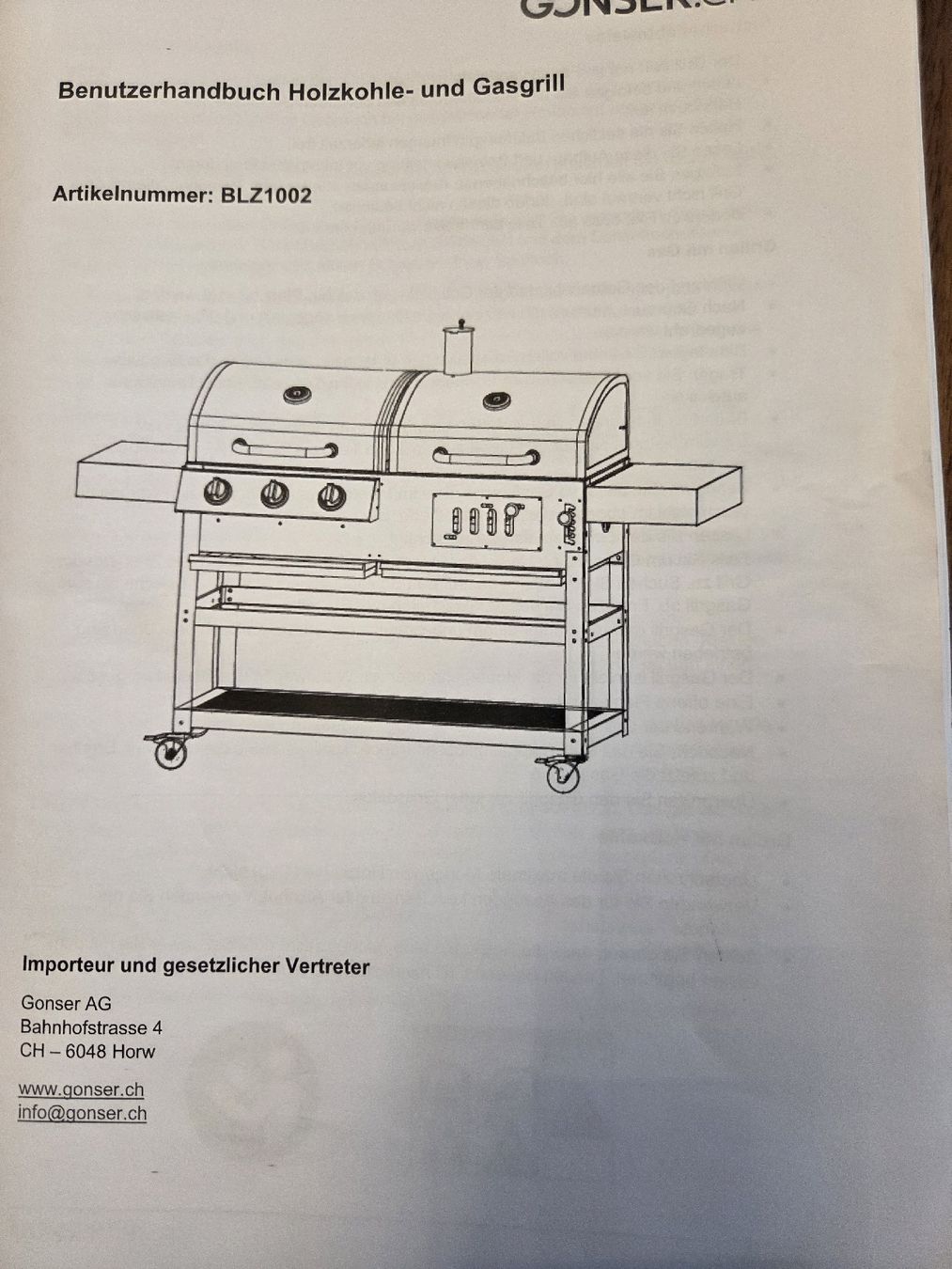 Griglie: Holz- und Gasgrill Gonser – Nuovo (secondo la descrizione) da Kappel am Albis venduto da vite