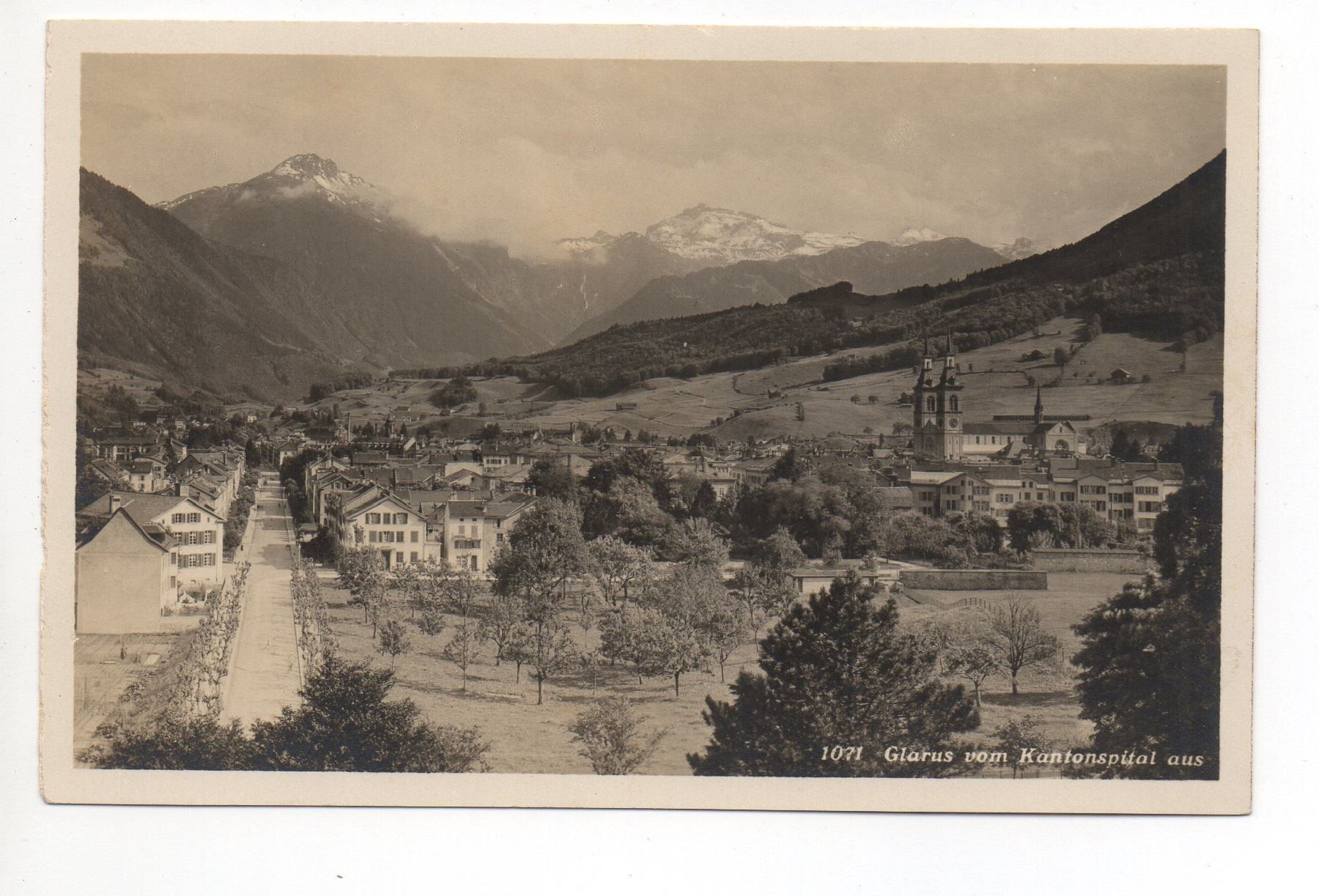 Ansichtskarten: GLARUS vom Kantonsspital aus – Gebraucht aus Jona von philajona