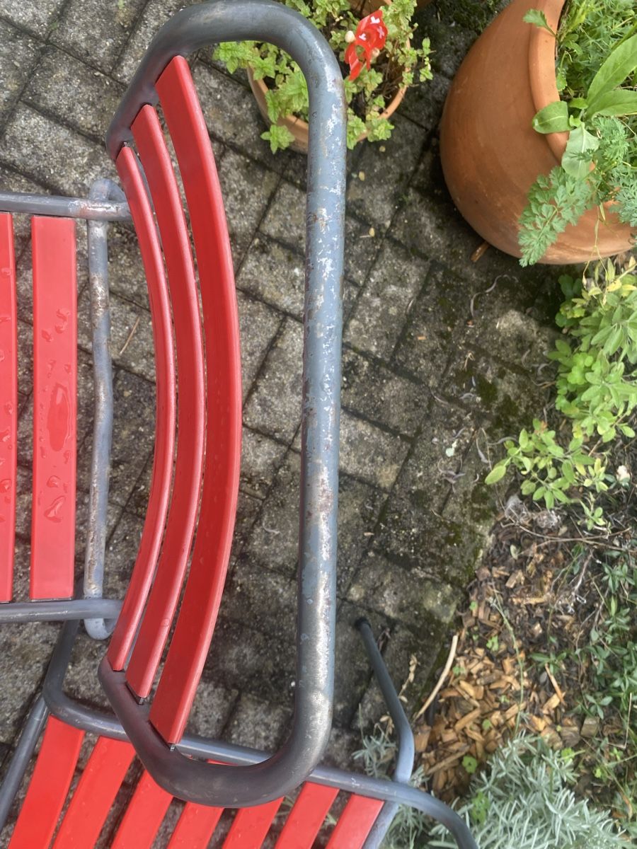 Sedie: 4 Retro Gartenstühle rot – Usato da Beckenried venduto da tyff123 7