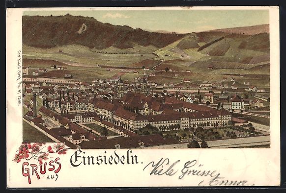 Ansichtskarten: Litho Einsiedeln, Ortsansicht aus der Vo – Gebraucht aus Berlin von bartko-reher