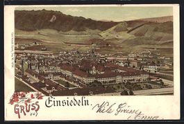 Litho Einsiedeln, Ortsansicht aus der Vo