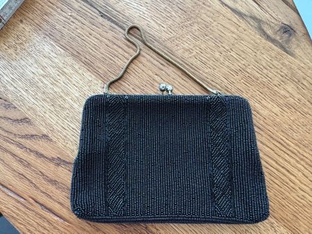 Abendhandtasche Damen Schwarz mit kleinen Perlen