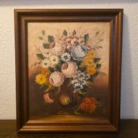 Gemälde Blumenstillleben, gerahmt, Vintage